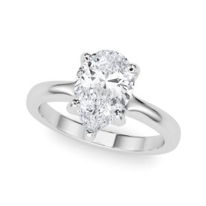 14K White Gold Solitaire Pear Diamond Ring